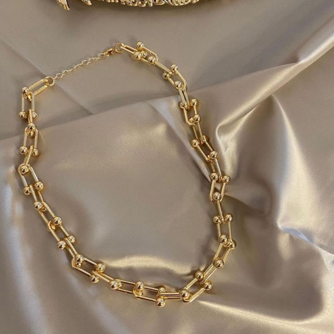Conjunto de Eslabones Anchos Hardwear: collar y pulsera en oro 18k