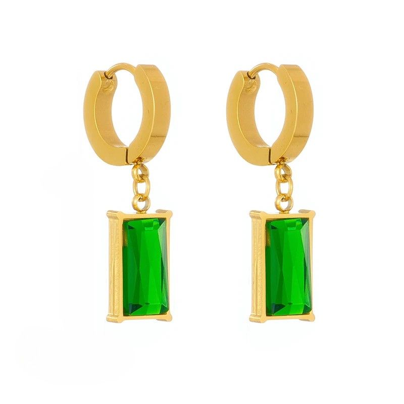 pendientes con esmeralda rectangular en oro 18k