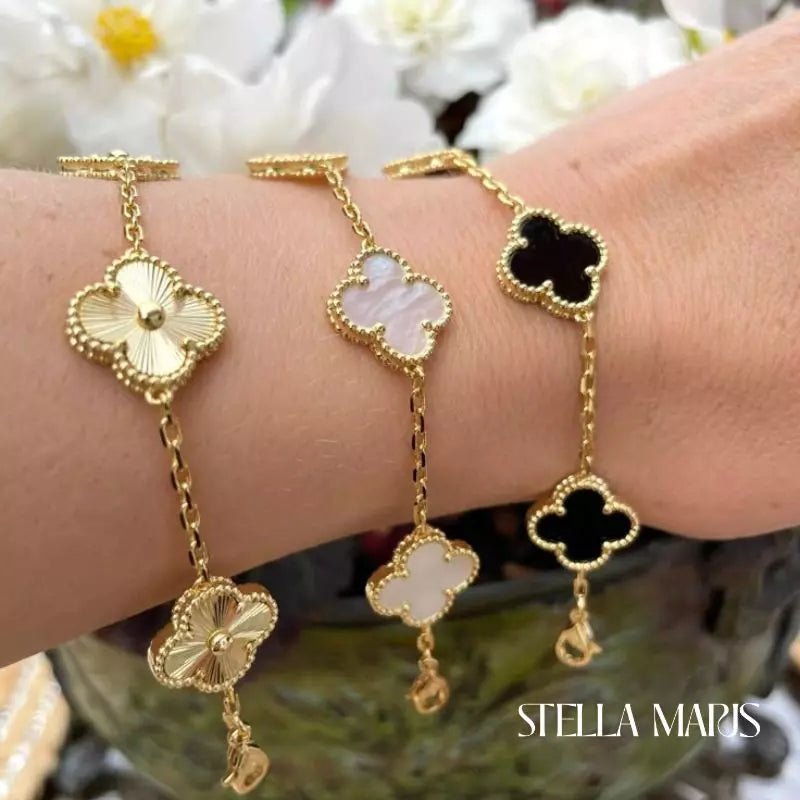 pulsera trebol 4 hojas en oro 18k