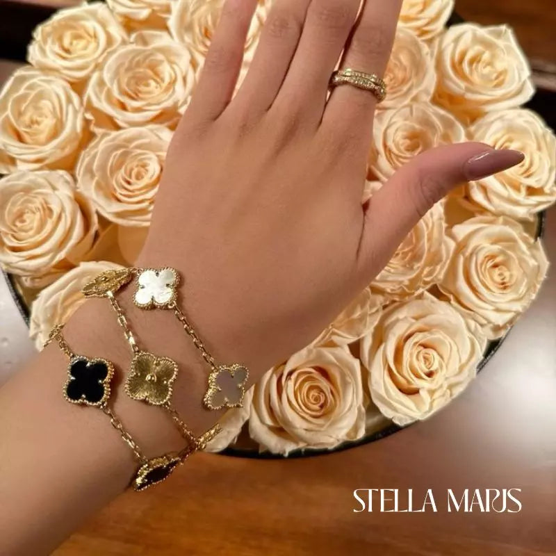 pulsera trebol 4 hojas en oro 18k