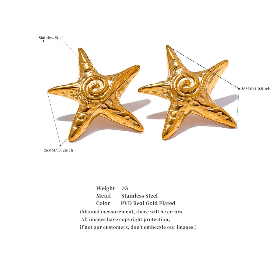 Pendientes estrella de mar en oro 18k