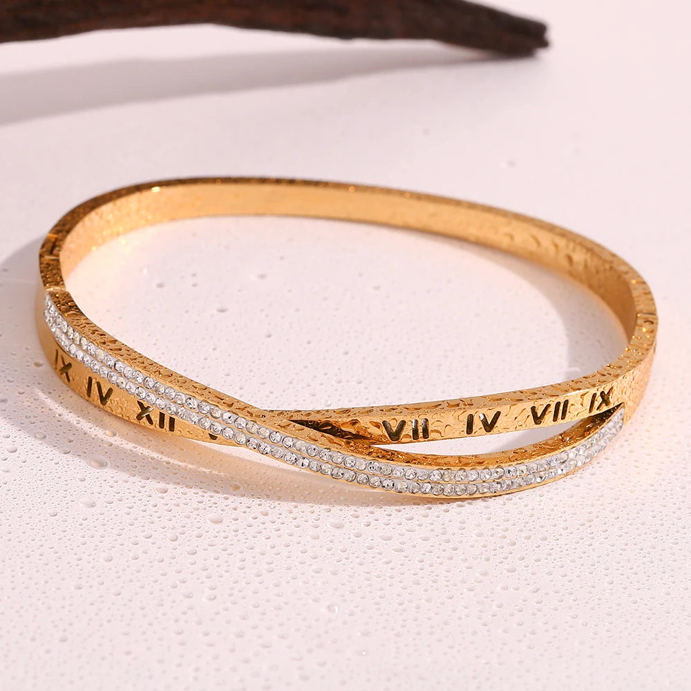 Brazalete romano cruzado en oro 18k