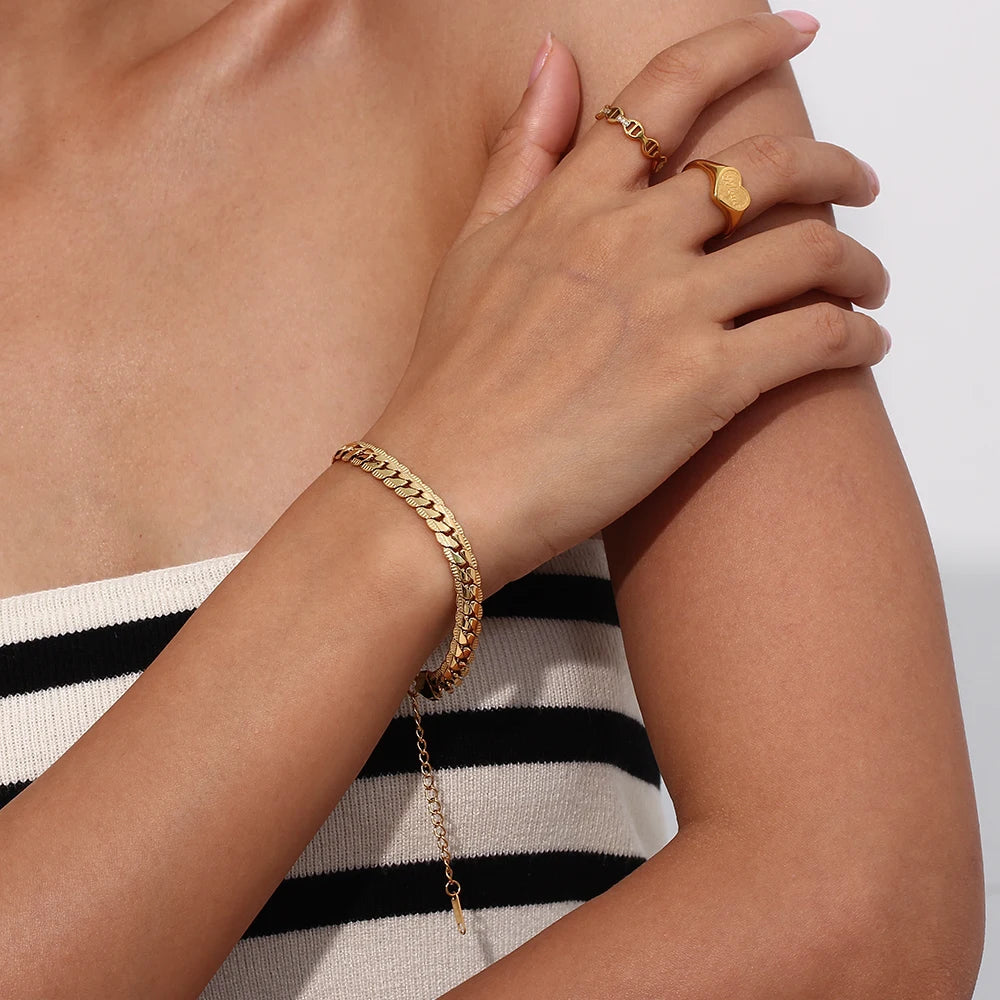 Conjunto de Cadena Cubana collar y pulsera en oro 18k para mujer