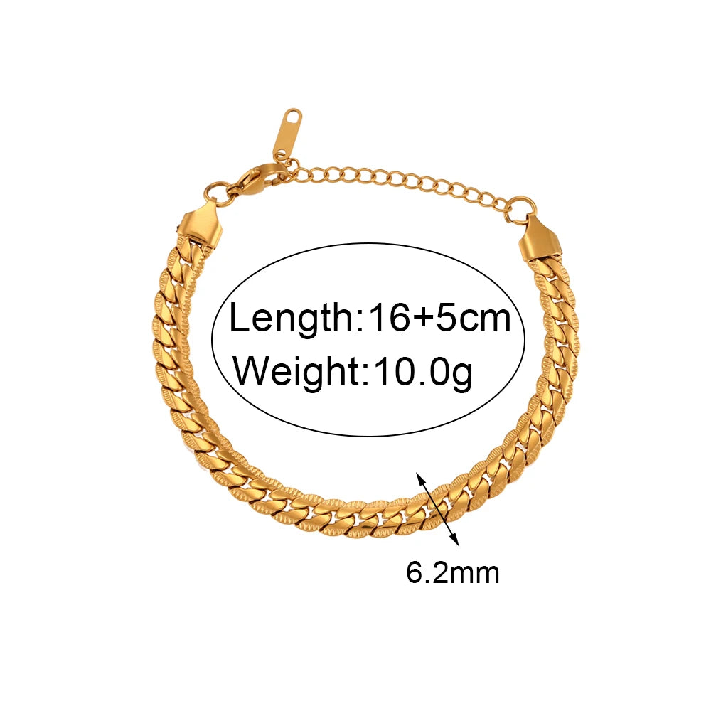 Conjunto de Cadena Cubana collar y pulsera en oro 18k para mujer