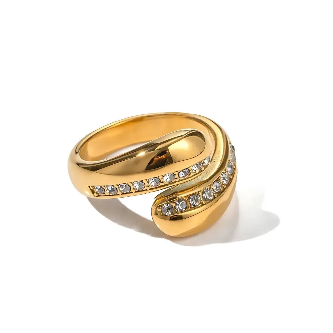 Anillo abierto de circonita colección de gota de agua