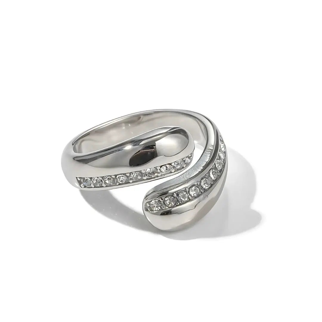 Anillo abierto de circonita colección de gota de agua