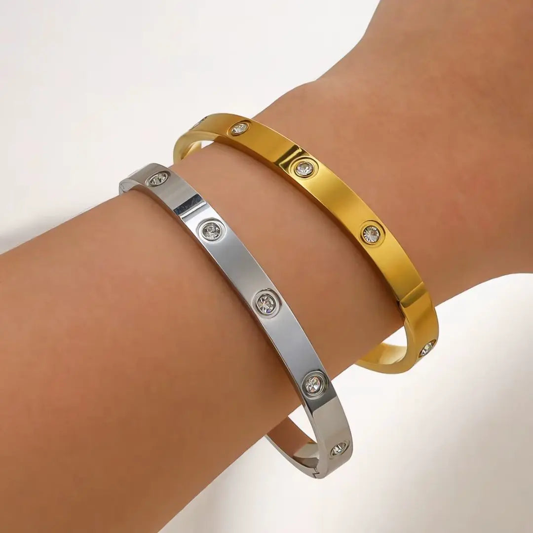 pulsera cinco cristales en oro 18k
