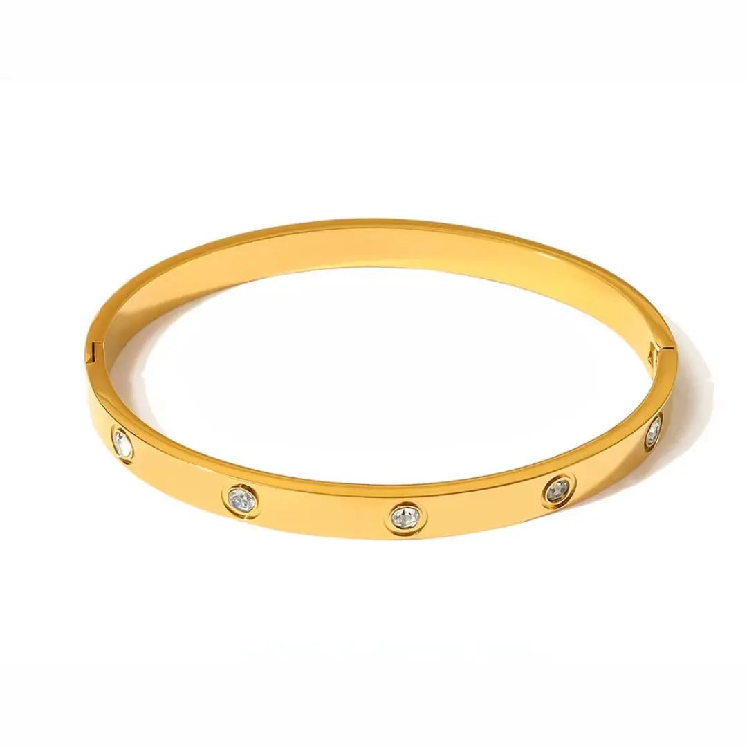 pulsera cinco cristales en oro 18k