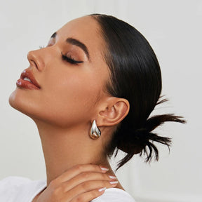 Pendientes con forma de gota de agua en oro 18k para mujer
