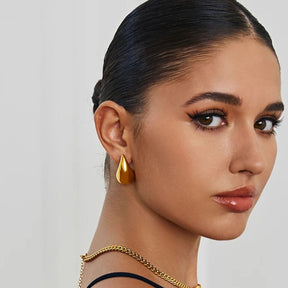 Pendientes con forma de gota de agua en oro 18k para mujer