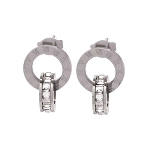 Conjunto de pendientes y collar de cristal con números romanos