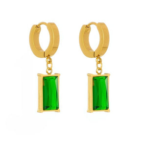 pendientes con esmeralda rectangular en oro 18k