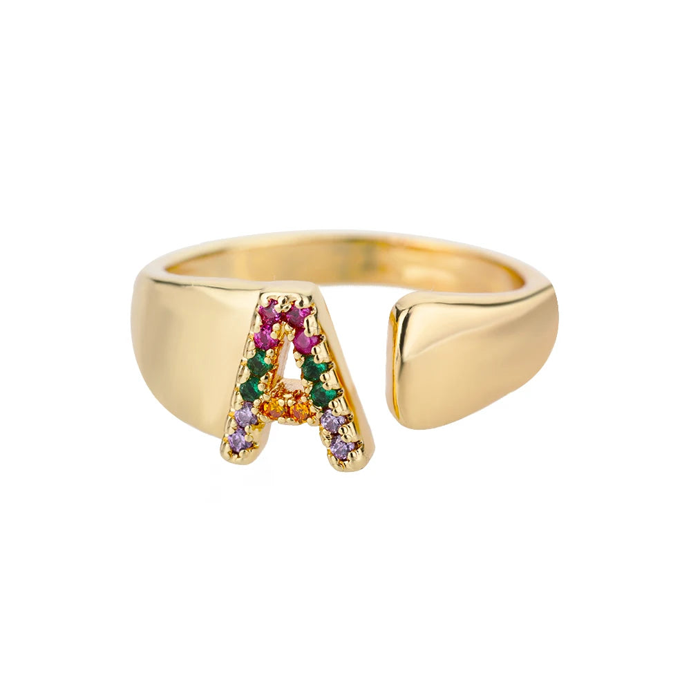 Anillo con la letra inicial A para mujer