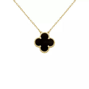 Collar de Trébol negro 4 hojas en oro 18k