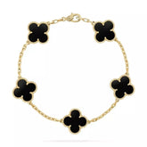 pulsera trebol 4 hojas en oro 18k negro