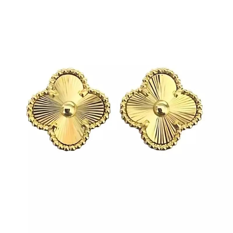 pedientes aretes trebol 4 hojas en oro 18k dorado