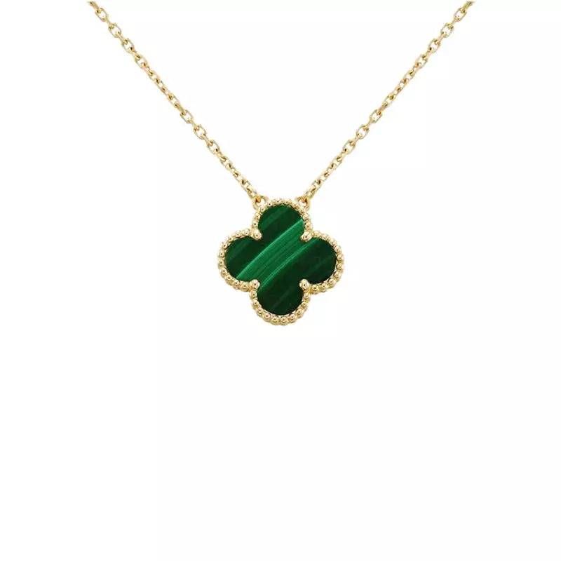 Collar de Trébol verde 4 hojas en oro 18k