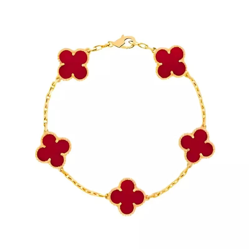 pulsera trebol 4 hojas en oro 18k rojo