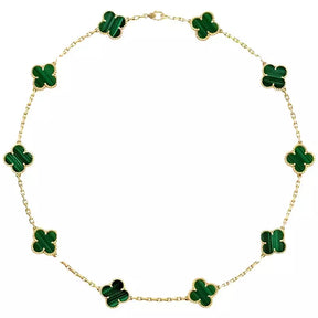 Collar Choker de Trébol 4 hojas en oro 18k - verde