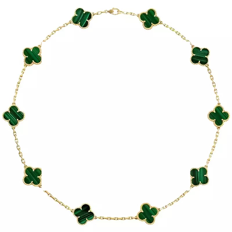 Collar Choker de Trébol 4 hojas en oro 18k - verde