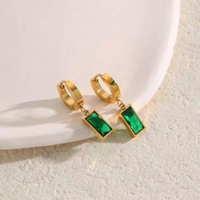pendientes con esmeralda rectangular en oro 18k