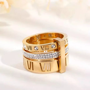 Anillo triple romano en oro 18k