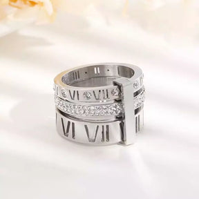 Anillo triple romano en oro 18k