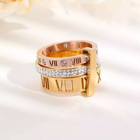 Anillo triple romano en oro 18k