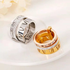 Anillo triple romano en oro 18k