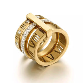 Anillo triple romano en oro 18k
