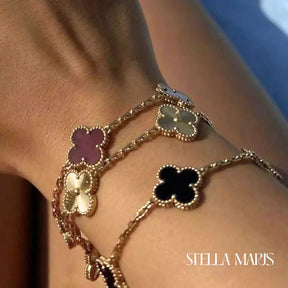 pulsera trebol 4 hojas en oro 18k 