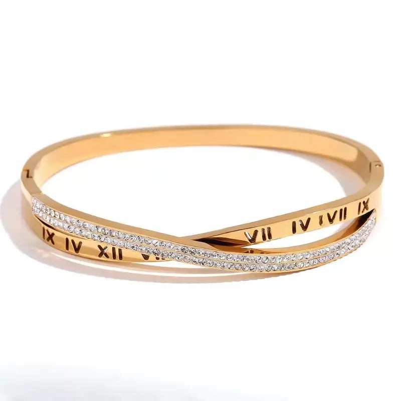 Brazalete romano cruzado en oro 18k