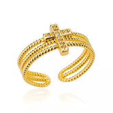 Anillo de cruz con cristales