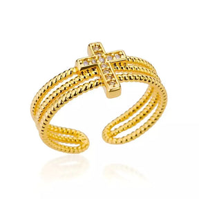 Anillo de cruz con cristales