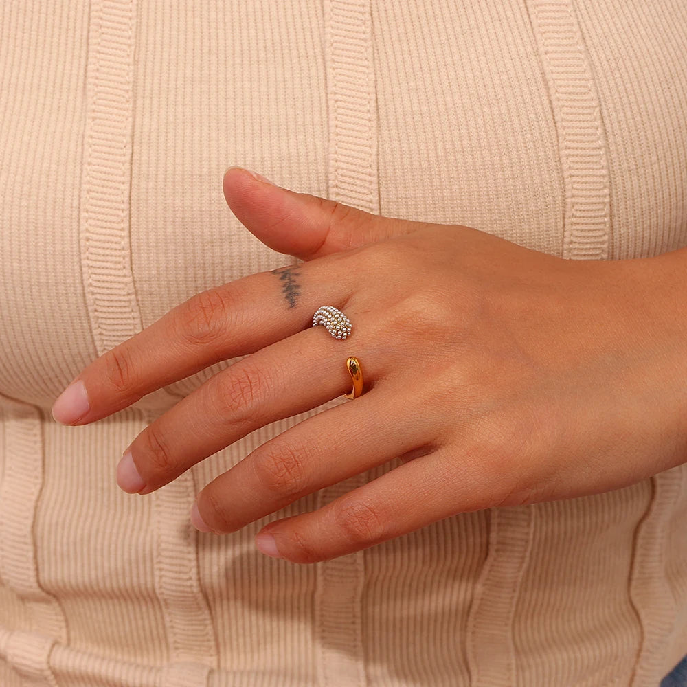 Anillos de perlas asimétricos con forma de gota de agua en dos lados