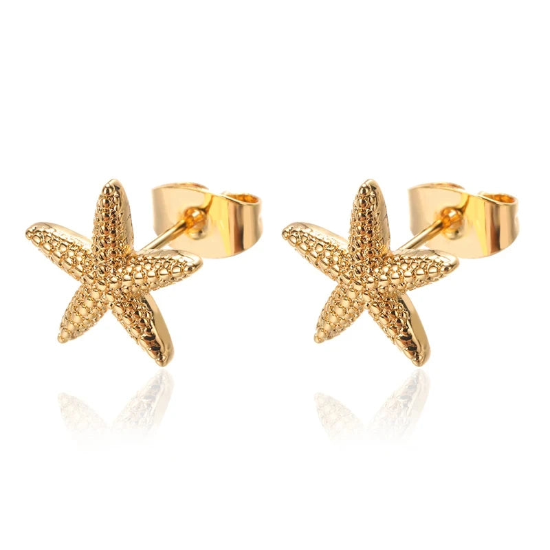 Pendientes estrella de mar para mujer oro 18k