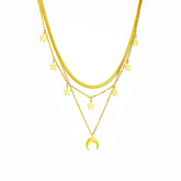 Collar en capas con luna y estrellas - 3 en 1