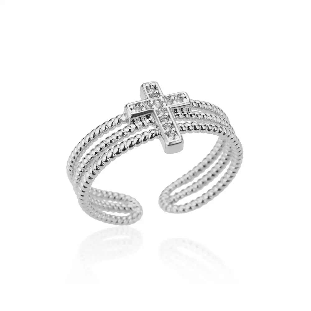 Anillo de cruz con cristales