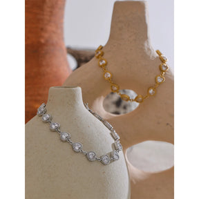 Pulsera corazones con cristales en oro 18k
