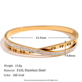 Brazalete romano cruzado en oro 18k