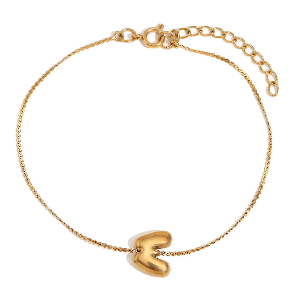 Pulsera con letra inicial W en oro 18k para mujer