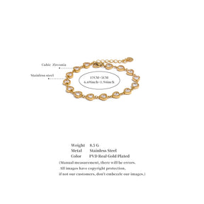 Pulsera corazones con cristales en oro 18k