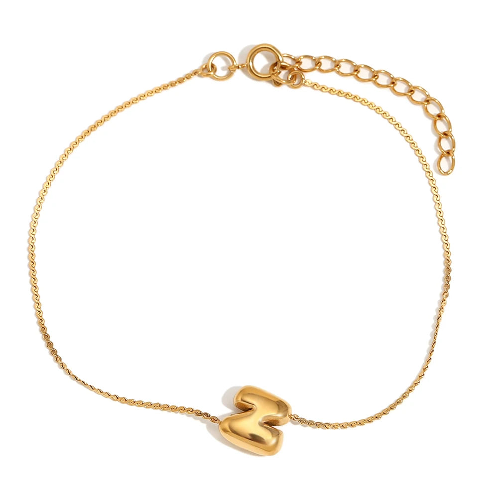 Pulsera con letra inicial N en oro 18k para mujer