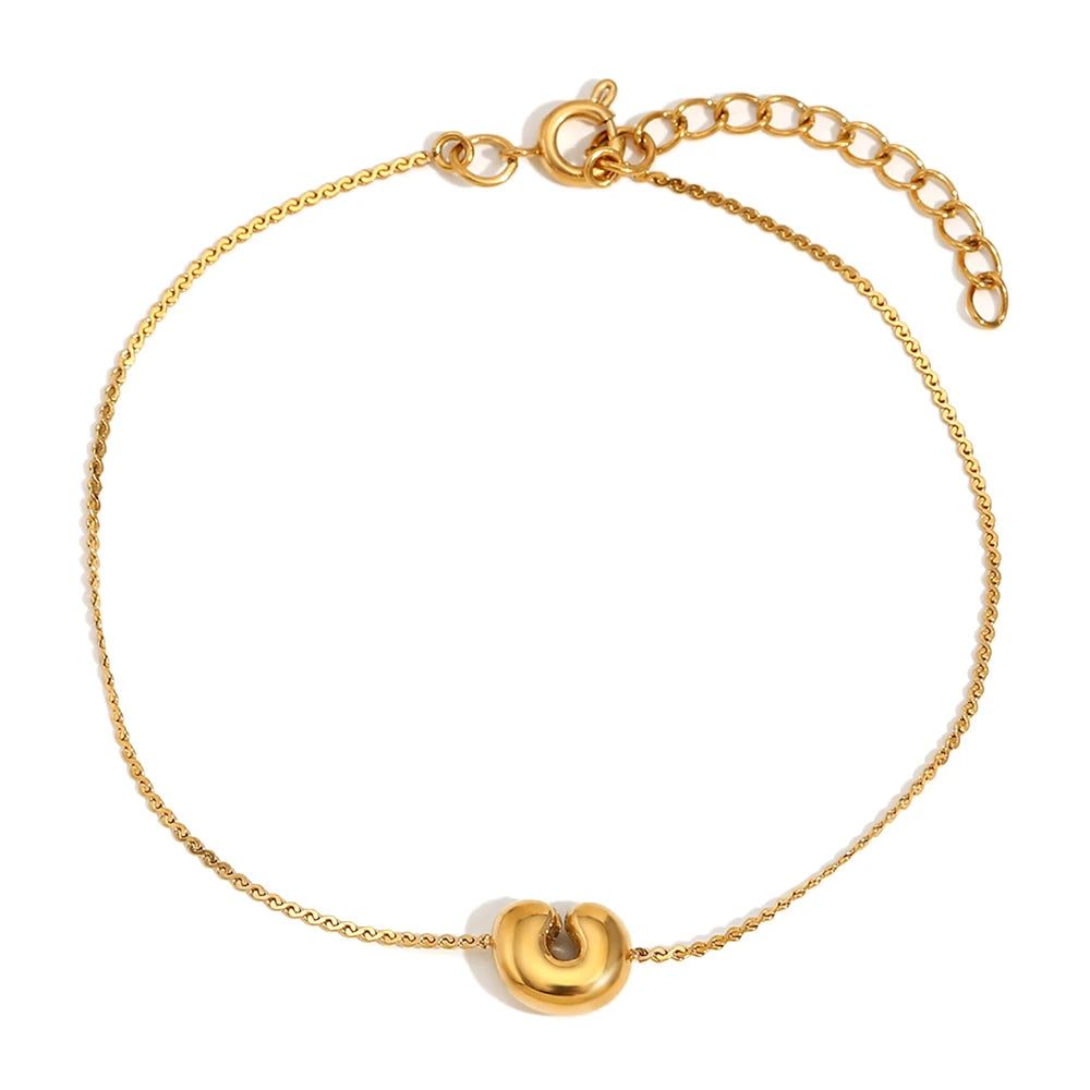 Pulsera con letra inicial en oro 18k para mujer