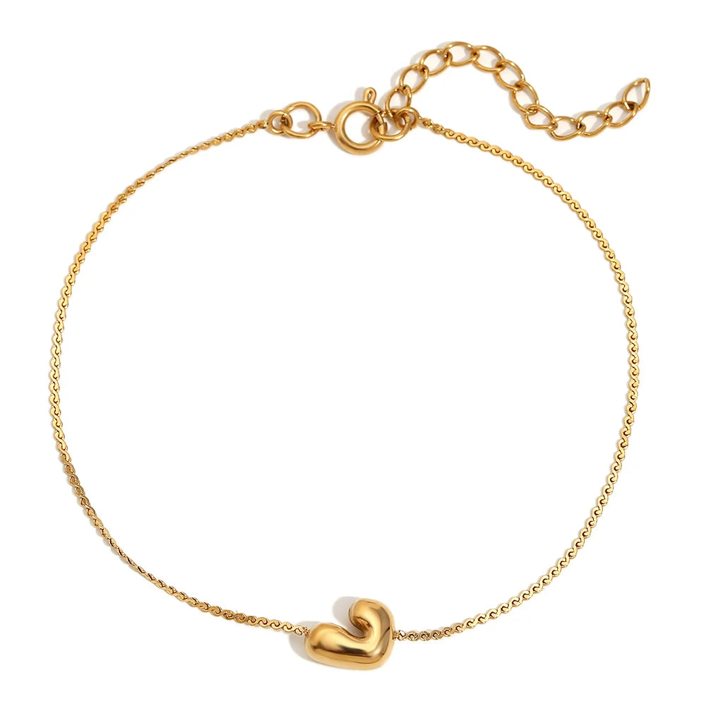 Pulsera con letra inicial en oro 18k para mujer