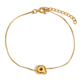 Pulsera con letra inicial en oro 18k para mujer