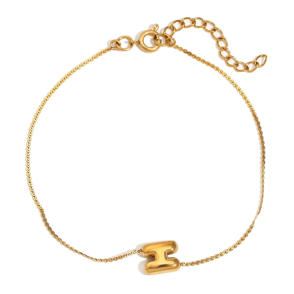 Pulsera con letra inicial H en oro 18k para mujer