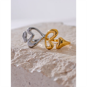 Anillo abierto hueco con forma de corazón