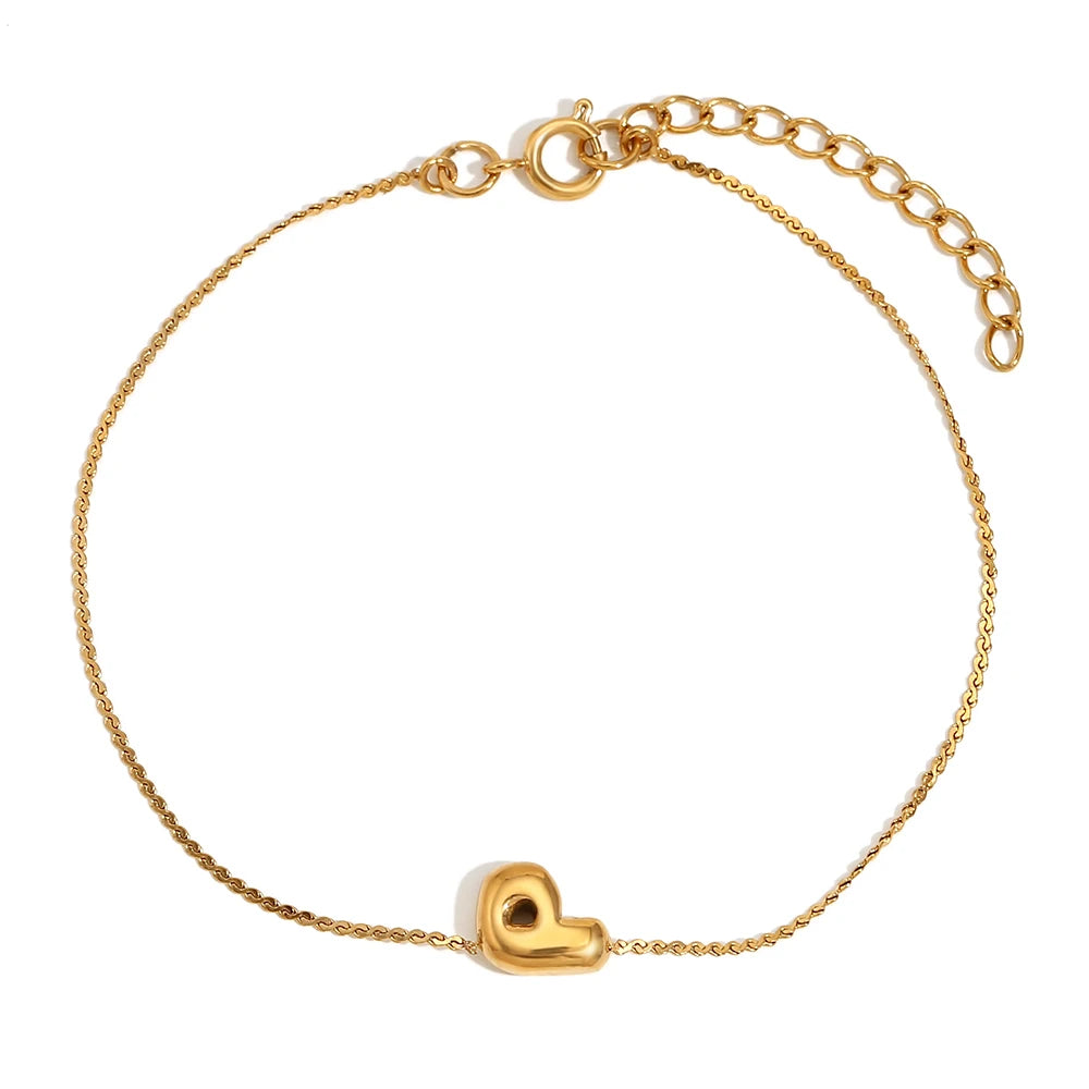 Pulsera con letra inicial P en oro 18k para mujer