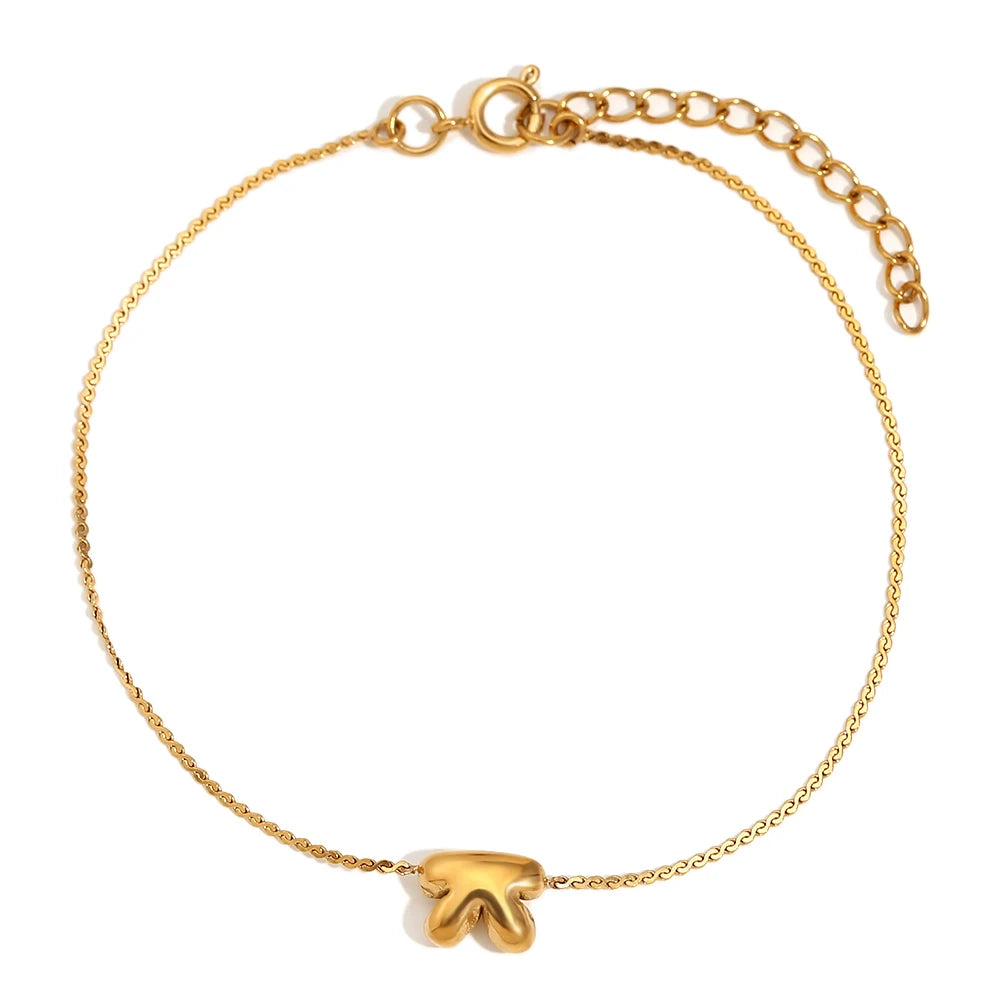 Pulsera con letra inicial en oro 18k para mujer